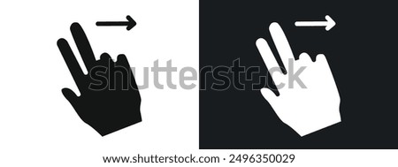 two fingers swipe right icon linear graphics set vector in black