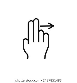 dos dedos deslizar hacia la derecha logo signo Vector contorno