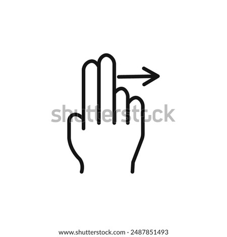 two fingers swipe right logo sign vector outline