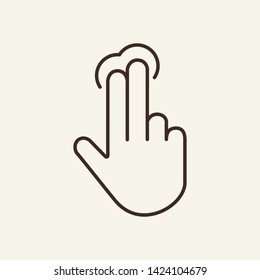 Two fingers tapping on screen line icon. Web app, smartphone, hand gesture. Touchscreen concept. Vector illustration can be used for topics like interface, mobile phone, technologies
