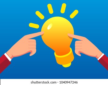 Two fingers touching the bulb