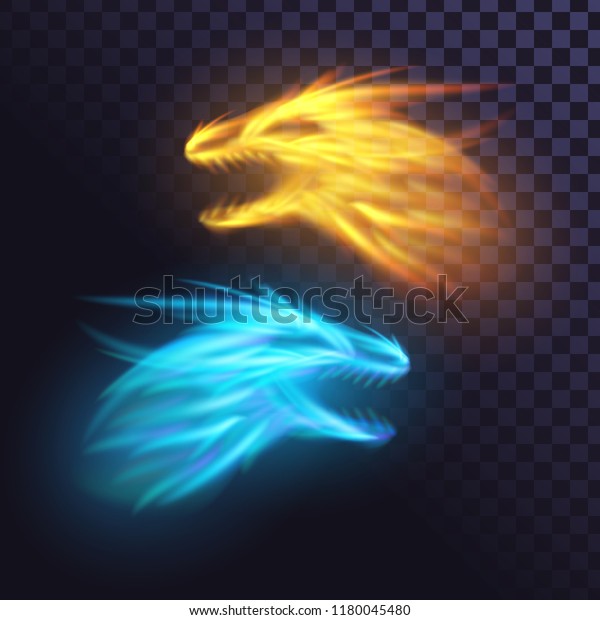 Two Fire Dragons On Transparent Background Stock Vector (Royalty Free