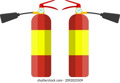 Two fire extinguisher, illustration, vector on a white background.
