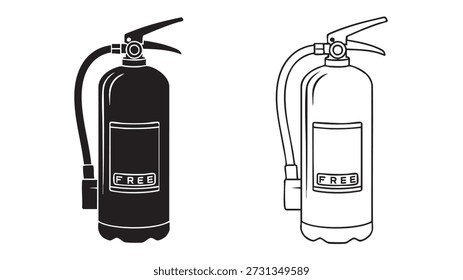 two fire extinguishers one black and one white isolated on white background