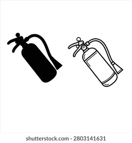 Two fire extinguishers one black silhouette and one outlined on white