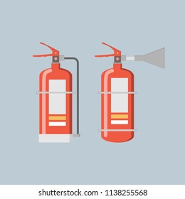 Two fire extinguishers. Vector flat illustration.