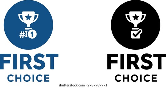 Two First Choice logos showing trophy icons inside circular badges in blue and black, symbolizing top selection