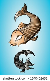 two fish abstract cartoon children book illustration sea wallpaper 