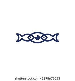 Two fish animal with eye line simple logo