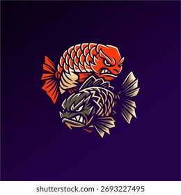 two fish with art style and nice part