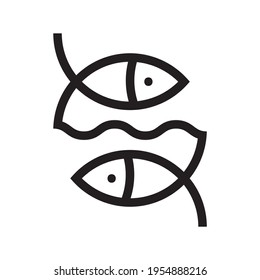 TWO FISH BETWEEN THE WAVES LOGO VECTOR