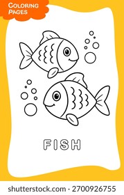 Dos peces con el contorno negro de la burbuja para colorear páginas