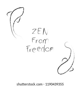Two fish Carp art paint brush vector illustration show the freedom from noting and space with hand write in the middle of picture  japan concept