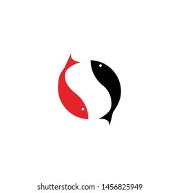 
two fish form a yin and yang symbol. A logo icon that is dynamic for the company