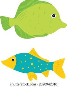 Two fish, illustration, vector on a white background.
