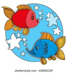 Two fish illustrations for thematic publications