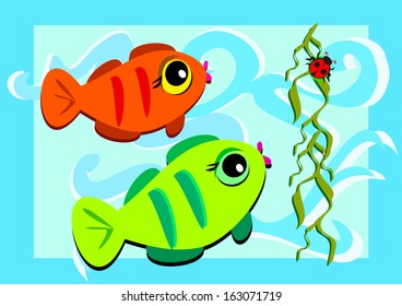 Two Fish and a Ladybug