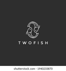 two fish logo vector design on black background