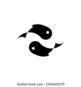 Two fish simple minimalistic black vector logo