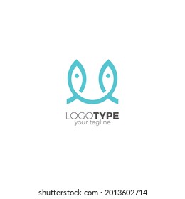 Logotipo de sonrisa de dos peces
diseño sencillo y único