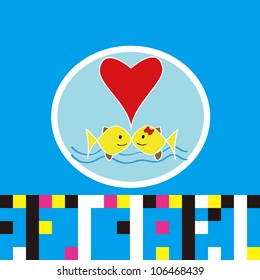 Two fish  template frame design card
