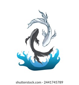 Two fish and water element, yin yang symbol