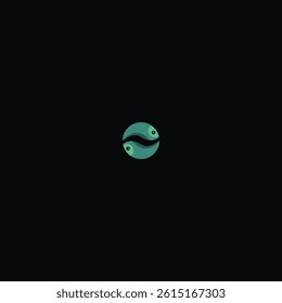 Two Fish Yin Yang Style Circle Logo Design Symbolizing Balance and Harmony