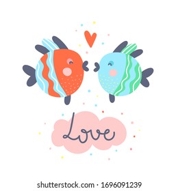 two fish kissing clipart