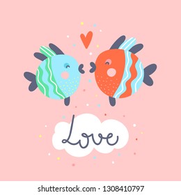 two fish kissing clipart