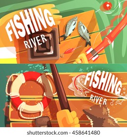 Two Fishing Illustrations With Only Hands Visible