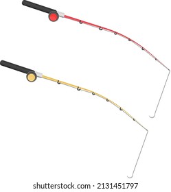 Two fishing sticks, illustration, vector on a white background.