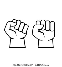 Two fist outline vector icon illustration isolated on white background