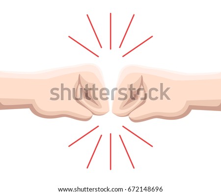 Two fists are against each other in readiness to hit. Web site page and mobile app design vector element