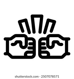 Dos puños golpeando creando el símbolo del Acuerdo del negocio del icono de las chispas