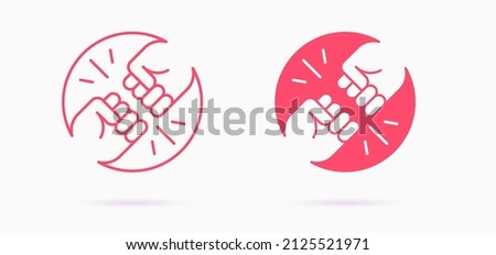 Two fists bumping icon. Brotherhood, conflict, punch logo template. Vector illustration. Сток-фото © 
