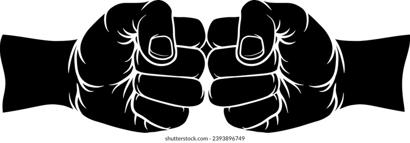 Two fists clenched performing a fist bump punch illustration