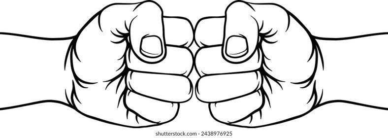 Two fists clenched performing a fist bump punch illustration