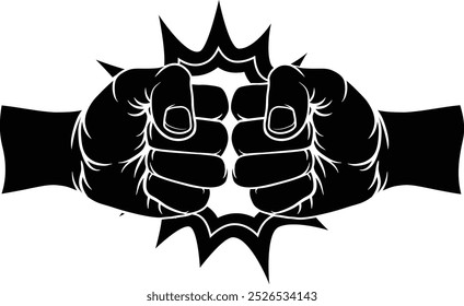 Two fists clenched performing a fist bump punch illustration