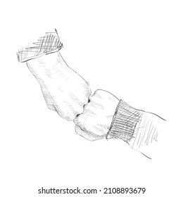 Two fists sketch. Happy friends day element.