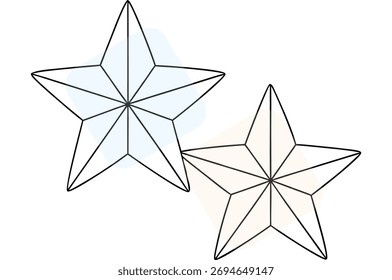 Two FivePointed Stars with Pastel Shadows Illustrating Achievement and Guidance for Future Endeavors and Creative Digital Art Projects