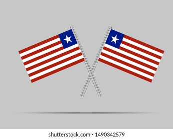 Two flagpole with National flag of Republic of Liberia. original colors and proportion. Simply vector illustration eps10, from countries flag set.