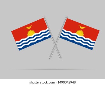Two flagpole with National flag of Republic of Kiribati. original colors and proportion. Simply vector illustration, from countries flag set.