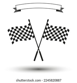 two flags finish. Sport background. Vector illustration.