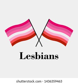 Two flags lesbians on a white background, vector