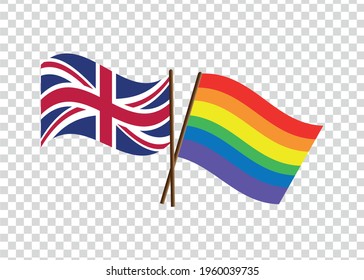 Dos banderas de LGBT y Gran Bretaña. Gráficos y diseño.