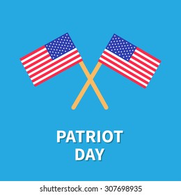 Two flags Patriot day Card Flat design Vector illustration