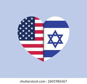 Two Flags of USA and Israel in a heart shape