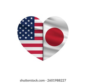 Two Flags of USA and Japan in a heart shape