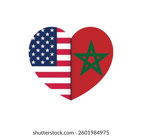 Two Flags of USA and Morocco in a heart shape