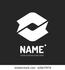 Two flags. Vector concept icon. Flat design logotype. Web graphic element.